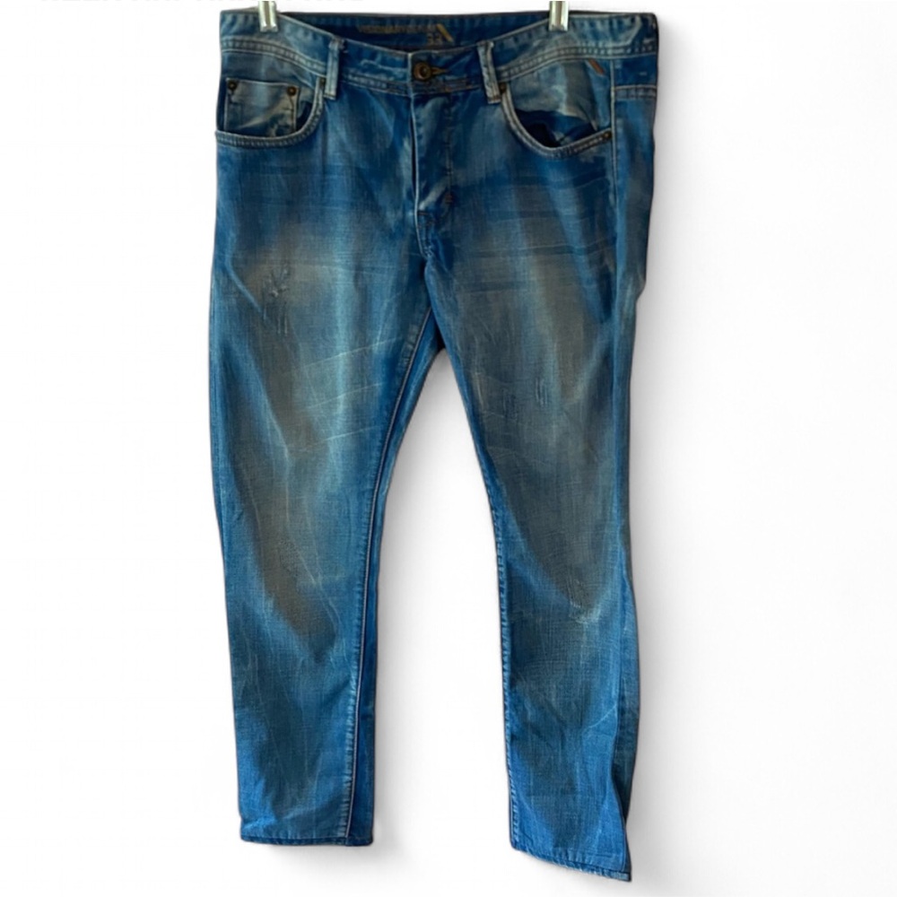 RENUAR VISIONARY DENIM MEDIUM WASH BUTTON FLY  MENS SIZE 33
